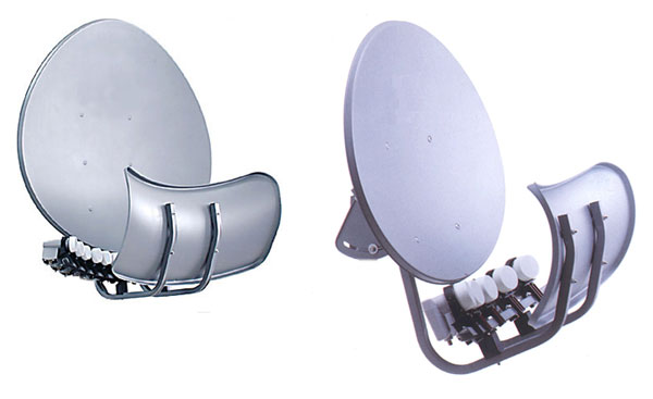 Антенна MULTI Toroidal T90PM-G+U60-4 использует два рефлектора, один из которых принимает сигнал со спутника и отражает на второй рефлектор, который в свою очередь переотражает сигнал на сам конвертер, на антенну очень просто добавлять новые конвертера, при этом качество приёма на разные спутники одинаково хорош. 