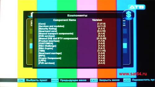 www.sat54.ru Тест HD ресивера World Vision S910IR. Меню. Служебная информация. Компоненты.